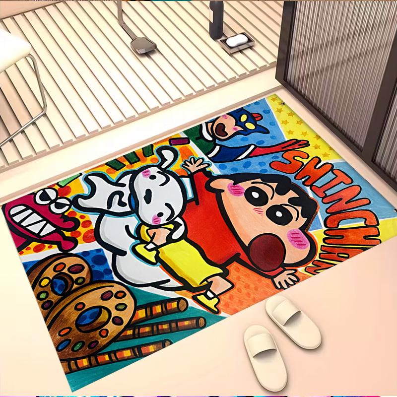 Crayon Shin Print Rug, Washable Floor Carpet, For Entryway Dorm Laundry Room Office Study, Home Decor Birthday Christmas Gift
