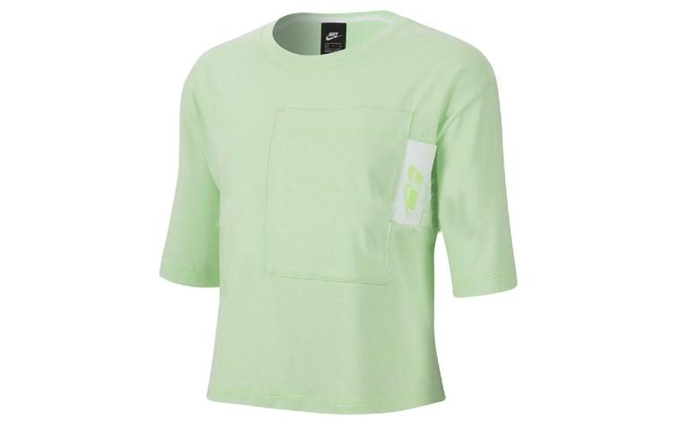 Nike Crop Tops Women s Candy Green Crew Neck Moderate CT0875-376 S