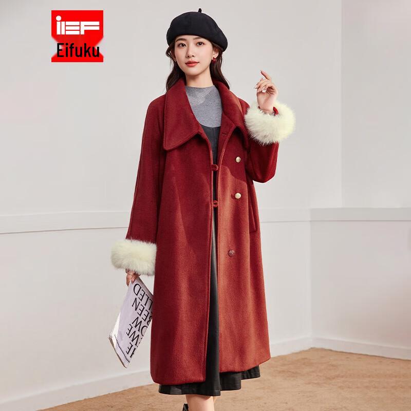 

IEF Women s 2025 Winter Korean Design Long Wool Coat L