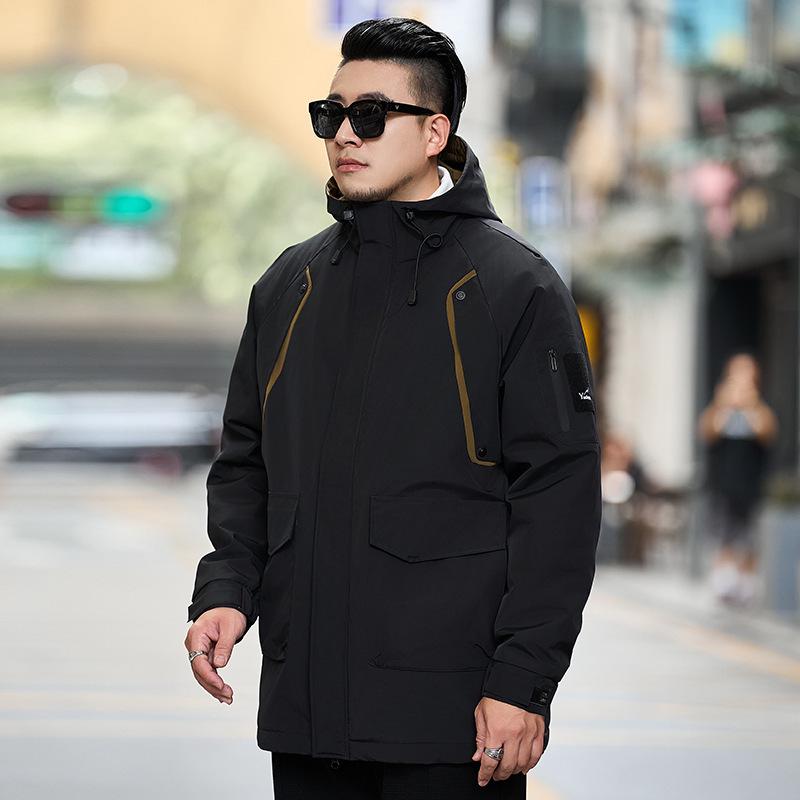 Мужская зимняя плотная хлопковая куртка, большого размера, свободная рабочая одежда, модная extra плотная верхняя одежда 8088 8XL чёрный