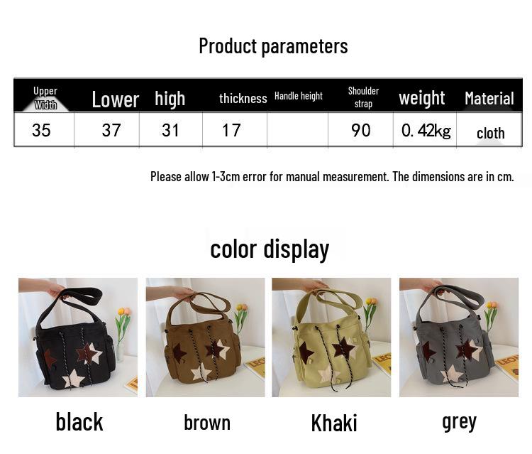 American Retro Star Canvas Backpack - Large Capacity, Stylish & Versatile Shoulder Bag