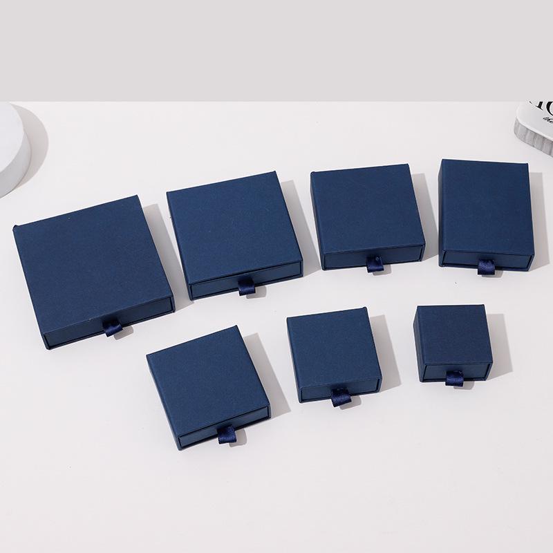 Black Kraft Paper Jewelry Drawer Box for Ring, Necklace, Earring Storage