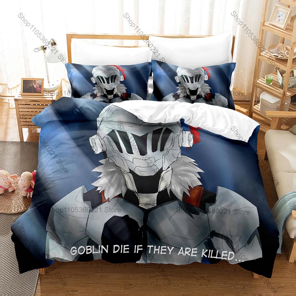 Cool Goblin Slayer Masked Warrior Priestess Grim Dark Fantasy Adventure Anime HD Print Bedding Set Duvet Cover + 2 Pillowcases
