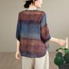 DIMANAF 2026 Summer New Plus Size Women Blouse Shirt Elegant Vintage Print Lady Tops T-Shirt Cotton Clothing