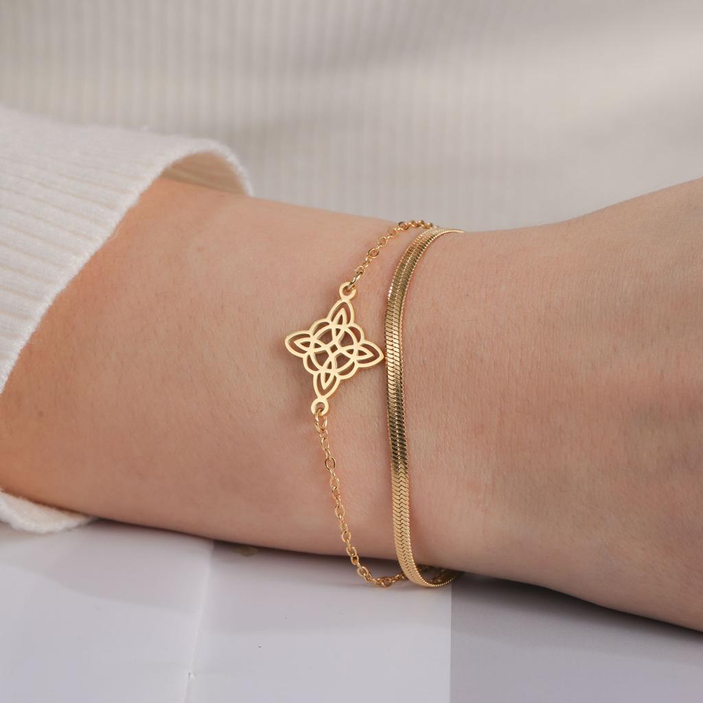 Cazador Witch Knot Wax Rope Bracelet for Women Stainless Steel Amulet Wicca Charm Bracelets Witchcraft Jewelry Birthday Gift New
