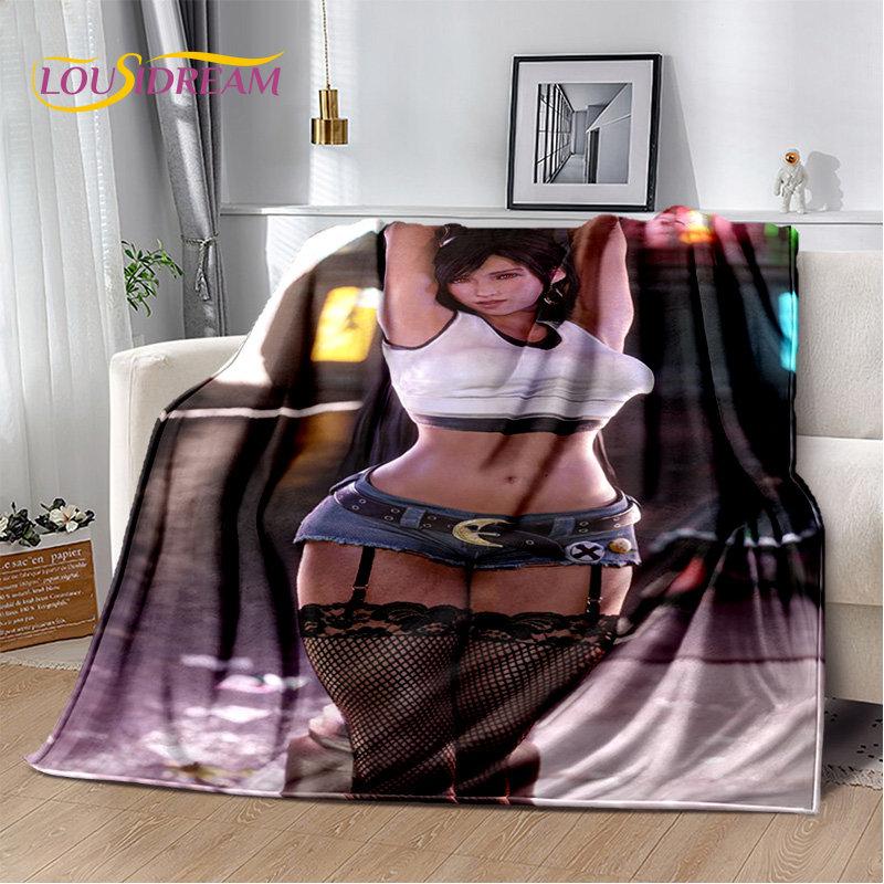 Sexy Girl Lace Tifa Aerith Anime Weiche Plüschdecke, Flanelldecke, Überwurfdecke für Wohnzimmer, Schlafzimmer, Bett, Sofa, Picknick-Abdeckung