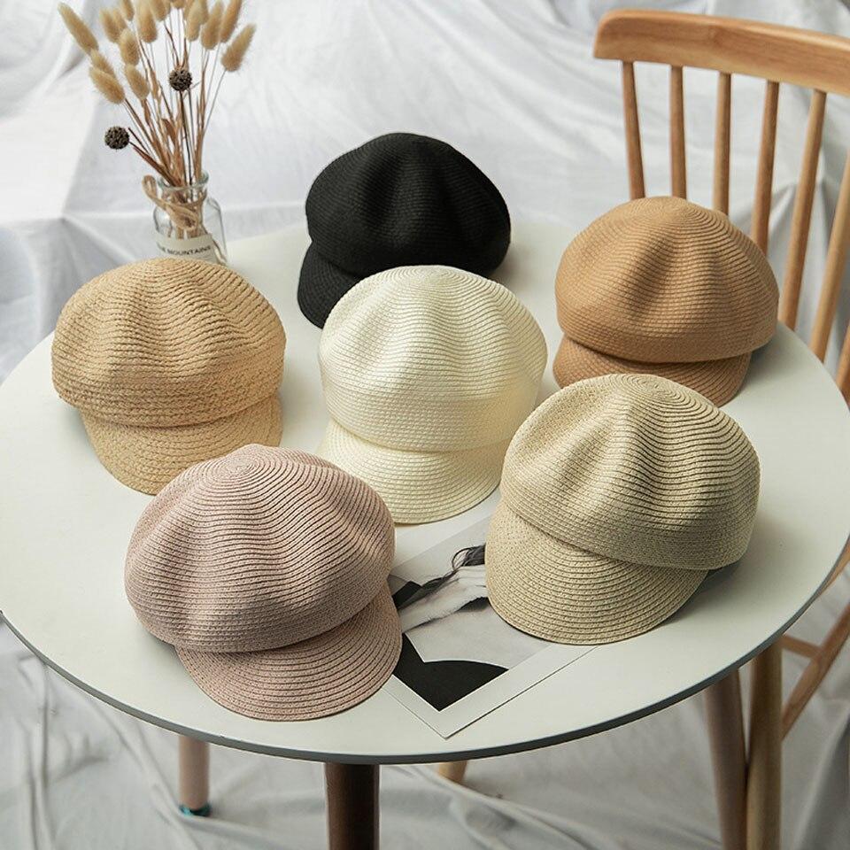 Natural Raffia Straw Hat Cap Berets 