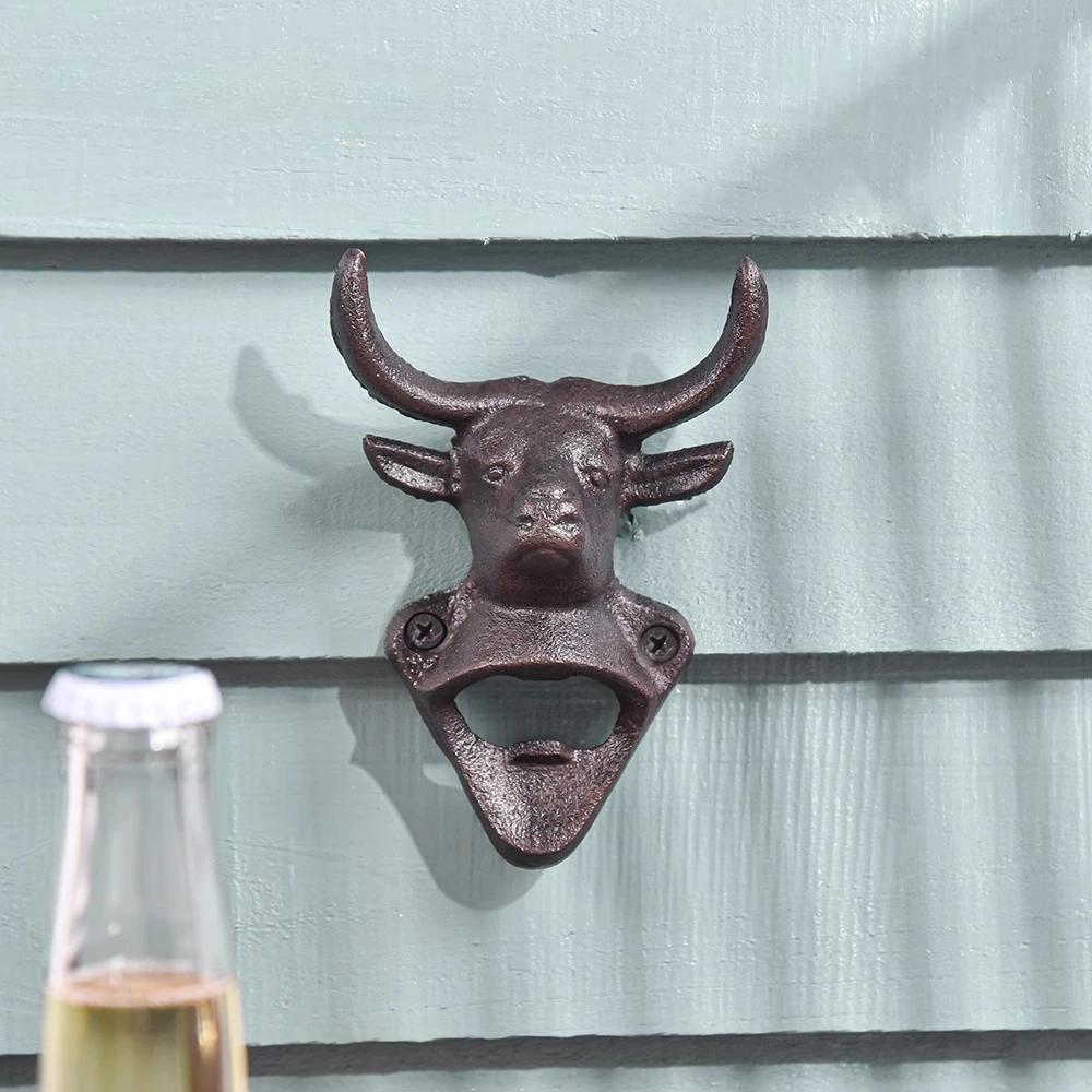 Wall Mounted Bottle Opener Retro Metal Iron Art Wall Decoration Living Room Bar Restaurant Holiday Party Bottle Opener