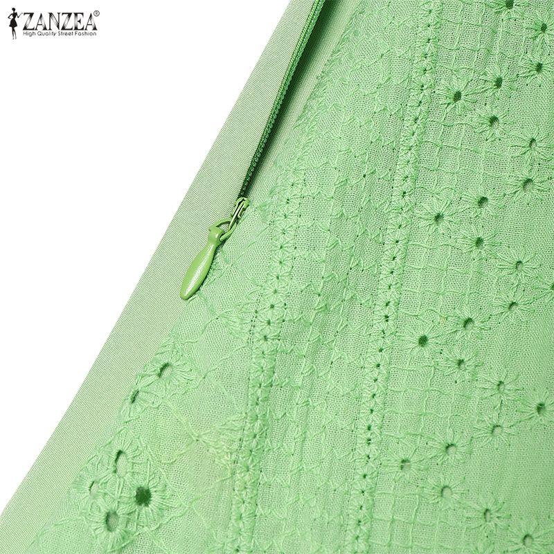 ZANZEA Women Casual V-Neck 3/4 Sleeve Loose Long Dress