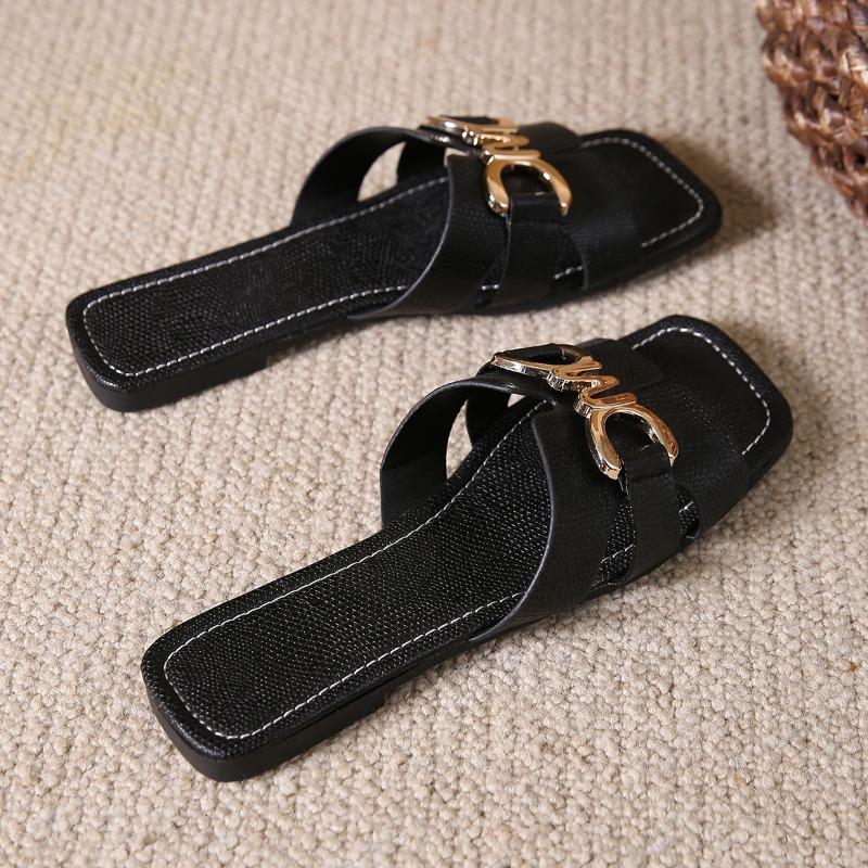 

Летние тапочки, женские роскошные уличные пляжные шлепанцы на плоской подошве, женские сандалии, трендовые дизайнерские шлепанцы, женская обувь 42