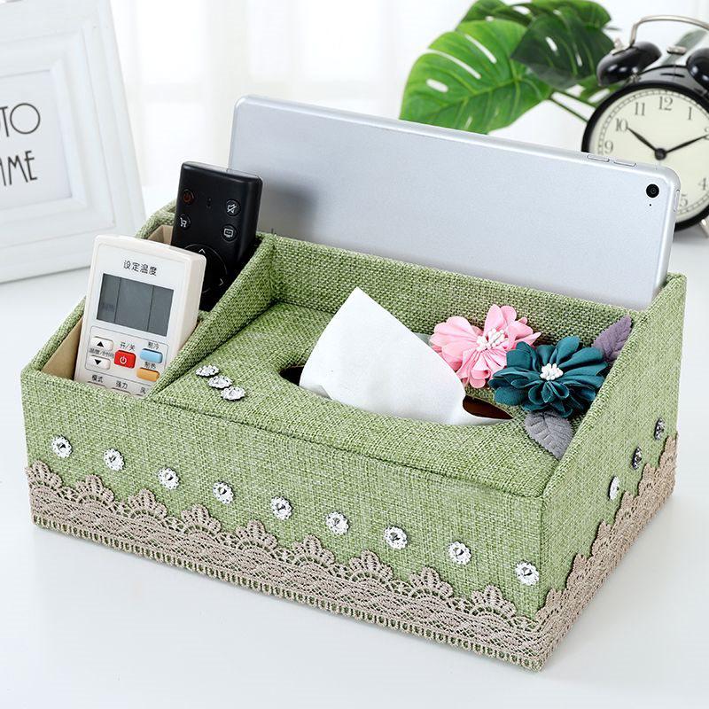 Multi-functional Tissue Box with Remote Control Storage for Living Room
