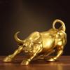 Wall Street Copper Bull Statue – Golden Charging Bull Figurine for Home & Office Decor, Luck and Success Gift