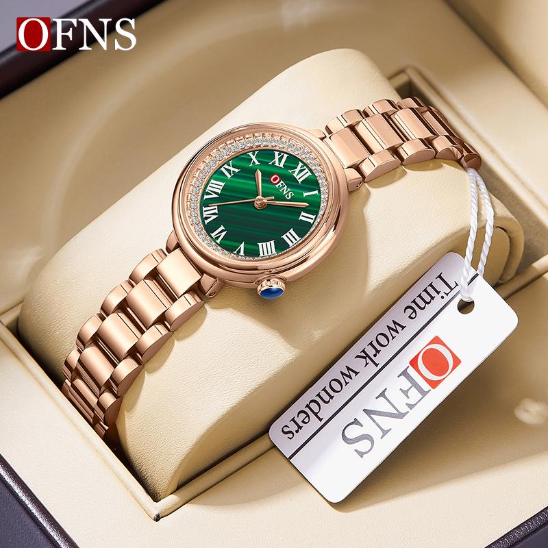 Women's Sanda Round Quartz Wristwatch - Elegant, Diamond-Accented, Light Luxury, Waterproof.