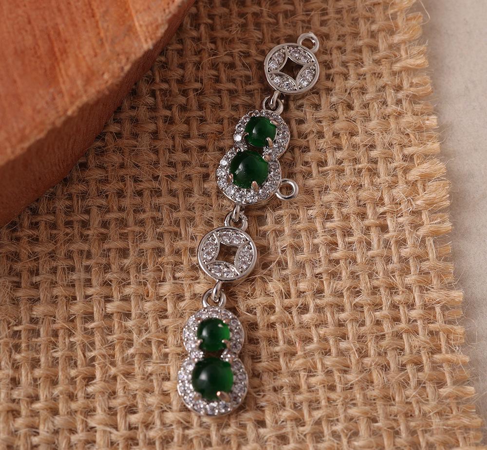 Green Jade Gourd Pendant Necklace - Natural Emerald Jade, Japanese Korean Fashion