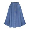 Summer Buttons Loose Elastic Denim Women Skirt Fashion Elegant Solid Color Casual Simple A-line Skirts Female Streetwear Loose Women's Clothing