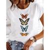 Summer T-shirt Clothing Dragonfly Pattern Printing T-shirt Short-sleeved Top Fashion Casual Ladies Women