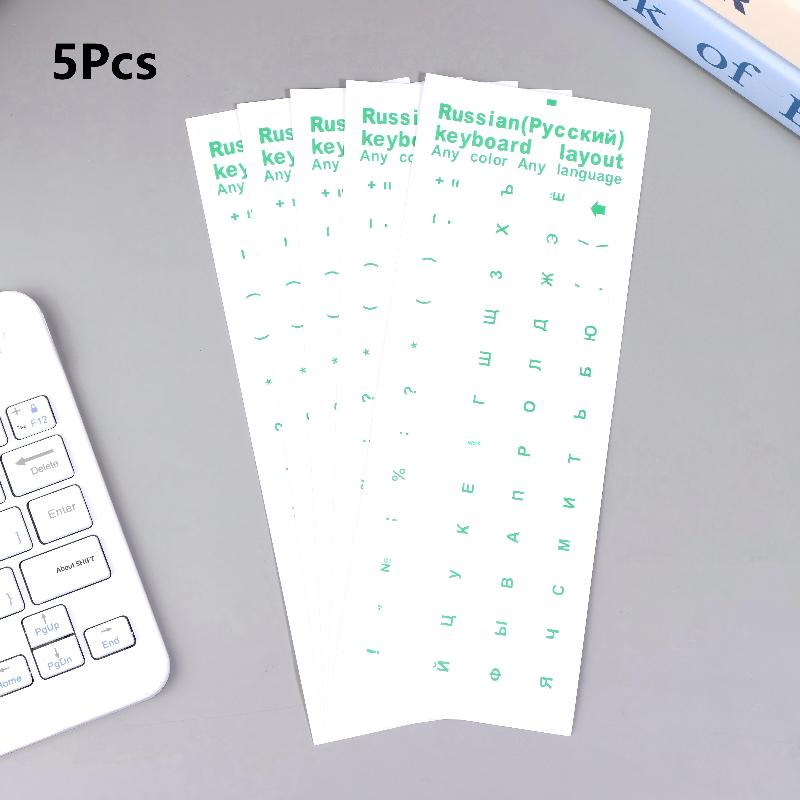5Pcs Keyboard Stickers Waterproof Pvc Keyboard Decals For Laptop Desktop Pc Decoration Universal Stickers Clear green