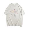 Flower gray American ins trendy brand butterfly short-sleeved T-shirt women's summer new pure cotton design sense niche fat MM top