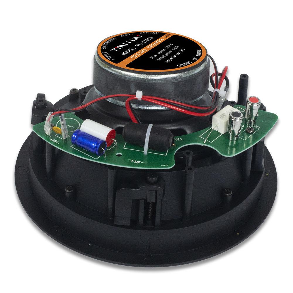 6.5" Angled Fixed-Resistance Ceiling Speaker with Built-In Self-Suction Grille for Home Theater Surround Sound