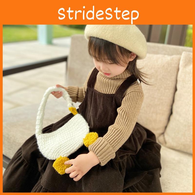 Adorable Korean Style White Goose Knitted Handbag For Kids Perfect For Daily Outings