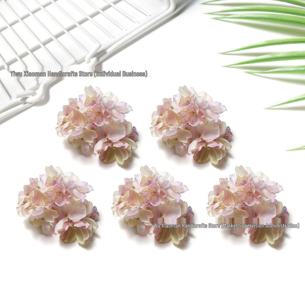Multi-color Burned Edge Silk Hydrangea Hairpin – Creative DIY Hanfu Hair Accessory for Graduation Caps