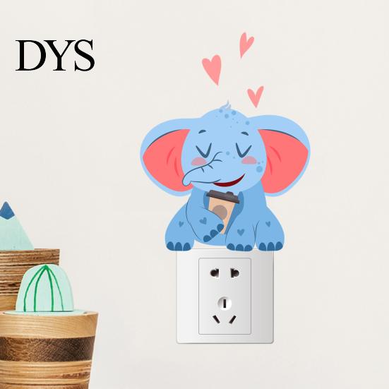Decorative Party Scene Accents Cute Elephant Switch Sticker, PVC Waterproof Light Decal, Protective Cover for Safe Electrical Surround Stickers