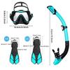 Masker Vinnen Snorkel Set, Snorkeluitrusting voor Volwassenen, Panoramisch Zicht Anti-Mist Snorkelmasker, Verstelbare Duikvinnen, Dry Top Snorkel