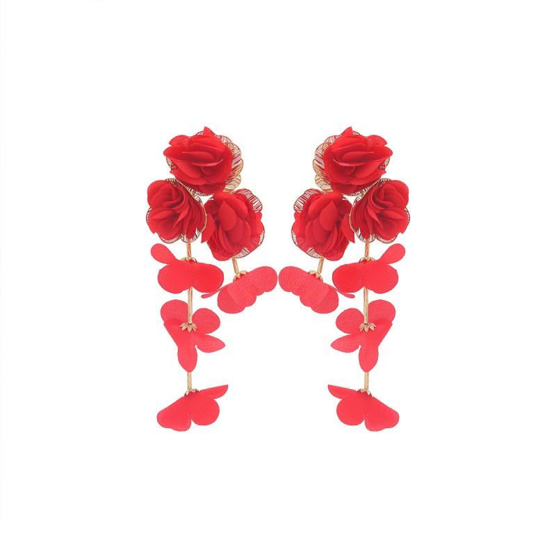 Floral Chiffon Layered Earrings Women Beach Vacation Statement Lightweight Luxury Minimalist Design