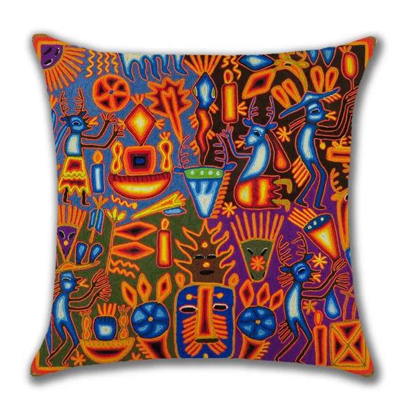 Hot Ethnic Mexico Patterns Linen Pillows Case Indian Apollo Abstract Painting Cushions Case Sofa Couch Throw Pillows Decor Home