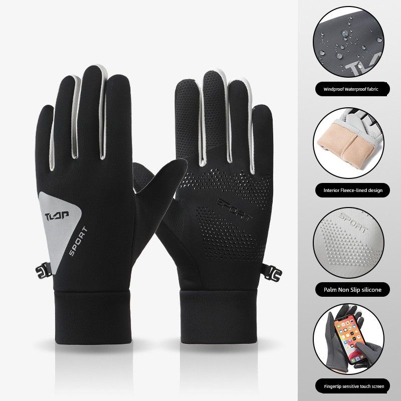 

Мужские и женские парные зимние спортивные перчатки для активного отдыха, походов, бега, катания на лыжах, велоспорта, ветрозащитные, с флисовой подкладкой, теплые, с сенсорным экраном A1210 Men s black] One size