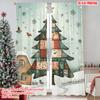 2pcs 2D Flat Printing Merry Christmas Party Curtains Christmas Trees7 100% Polyester Without Electricity Party Decorations Use