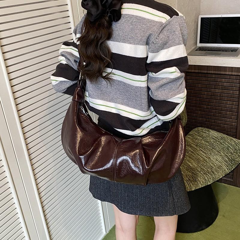 Lazy Style Retro Large-capacity Bag Women's 2025 New Pleated Dumpling Casual All-matching Texture Shoulder