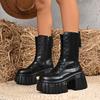 2025 Super High Heel Platform Mid-Tube Boots Women's Autumn and Winter Small Tall Stylish and Versatile Booties
