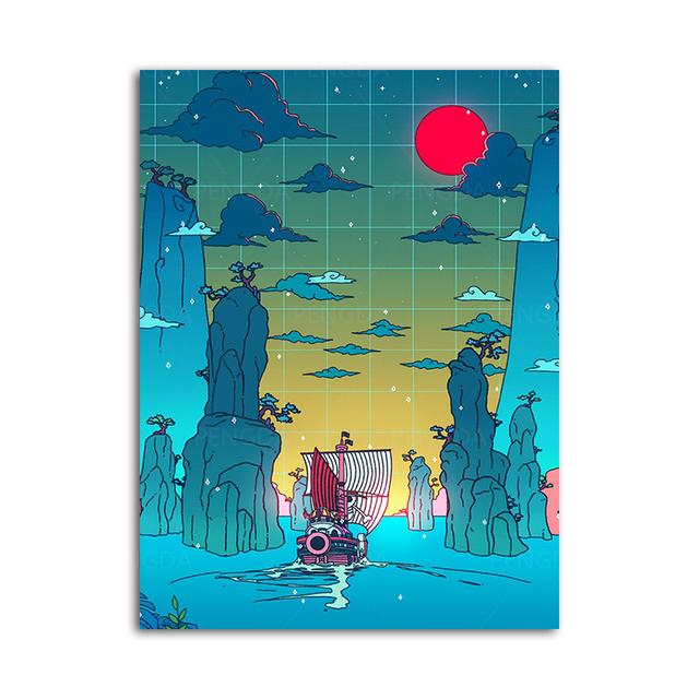 Cartoon-Nachtlandschaft, Dekoration, Wandgemälde, modulares Poster, Leinwandgemälde und Wohnzimmer-Wandkunstdrucke für moderne Heimdekoration, ohne Rahmen