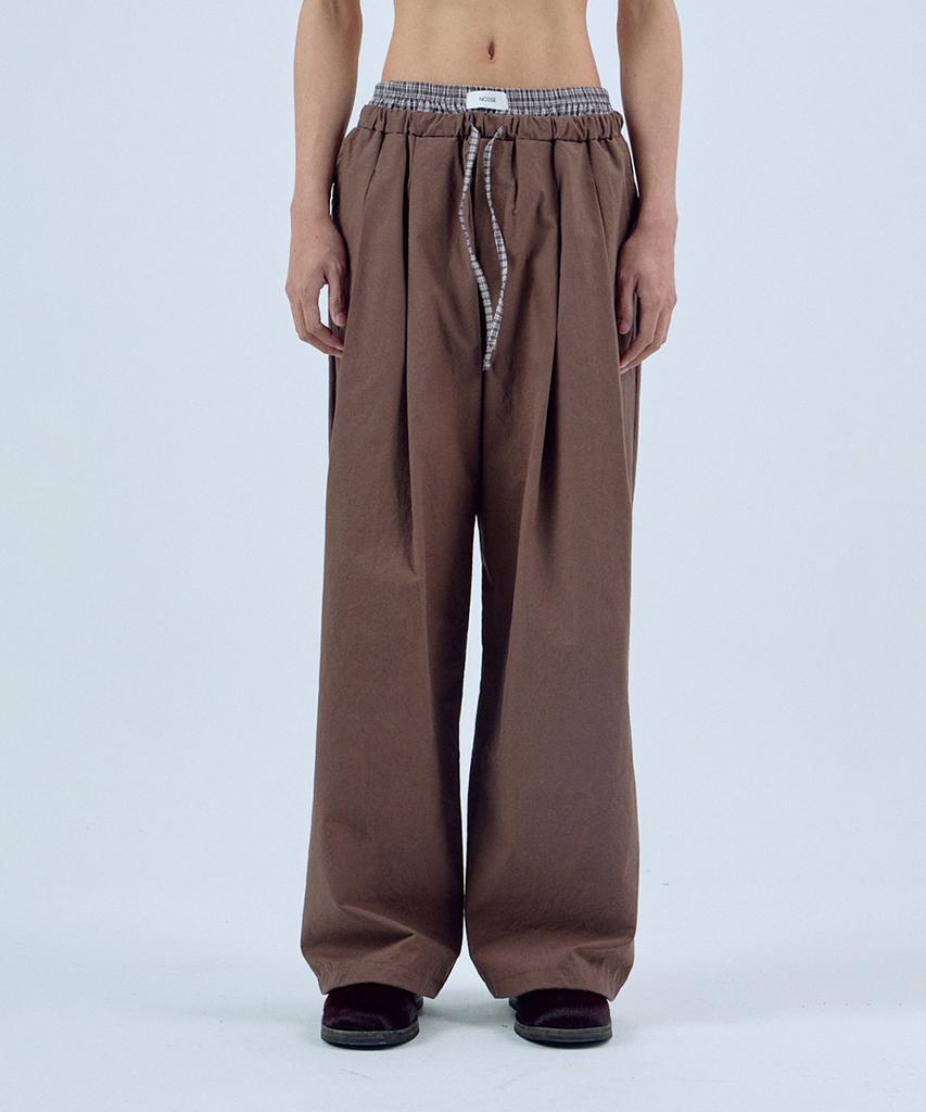 NOISE Pajama Layered Elastic Pants - Brown