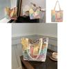 Fashionable Corduroy Canvas Tote Bag With Colorful Stripes And Large Capacity