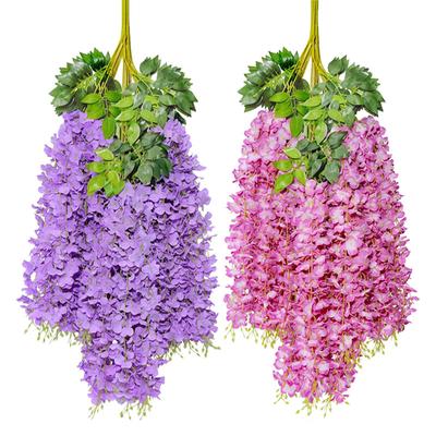 12 Pcs 110cm Wisteria Artificial Flower Hanging Garland Vine R Silk Ivy Rattan for Home Wall Garden Decor Fake Plants