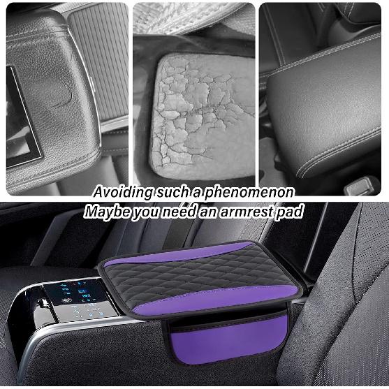 Leather Car Center Console Cover With Side Pockets,Stylish Car Decorations Interior Armrest Cover For Car Seat Organizer,Universal Center Console