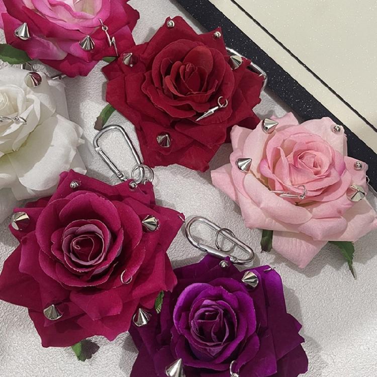 Modern Rose Keyring Studded Design With Sparkling Rivets Stylish Keychain For Everyday Carry or Special Occasion