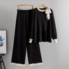 Plus Size Women's Spring Fashion New Loose Knit Sweater Sweater Wide Leg Pants Two Piece Set