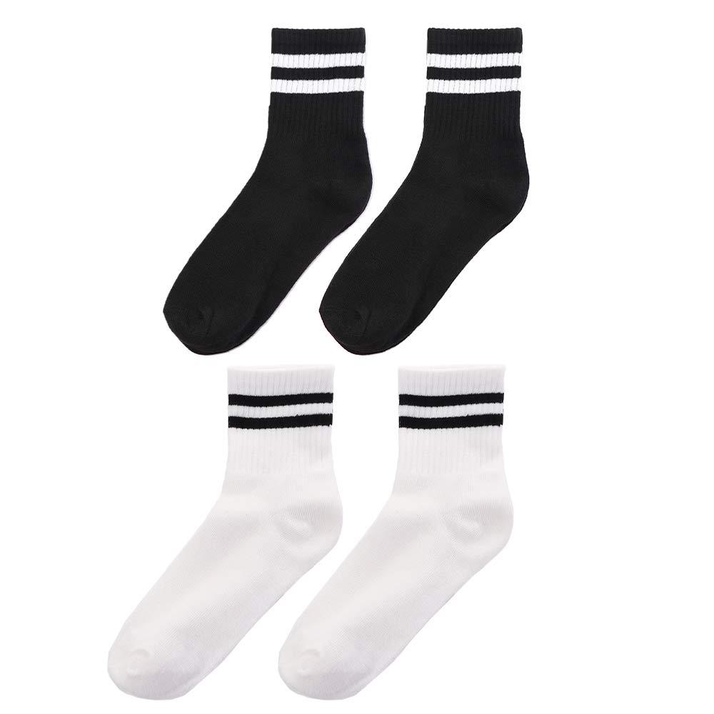 Fashion Cotton Unisex Two Bar Casual Hosiery Korean Style Socks Middle Tube Hosiery Female Socks