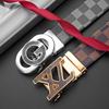 Men's Business Casual Leather Belt with Automatic Letter Buckle