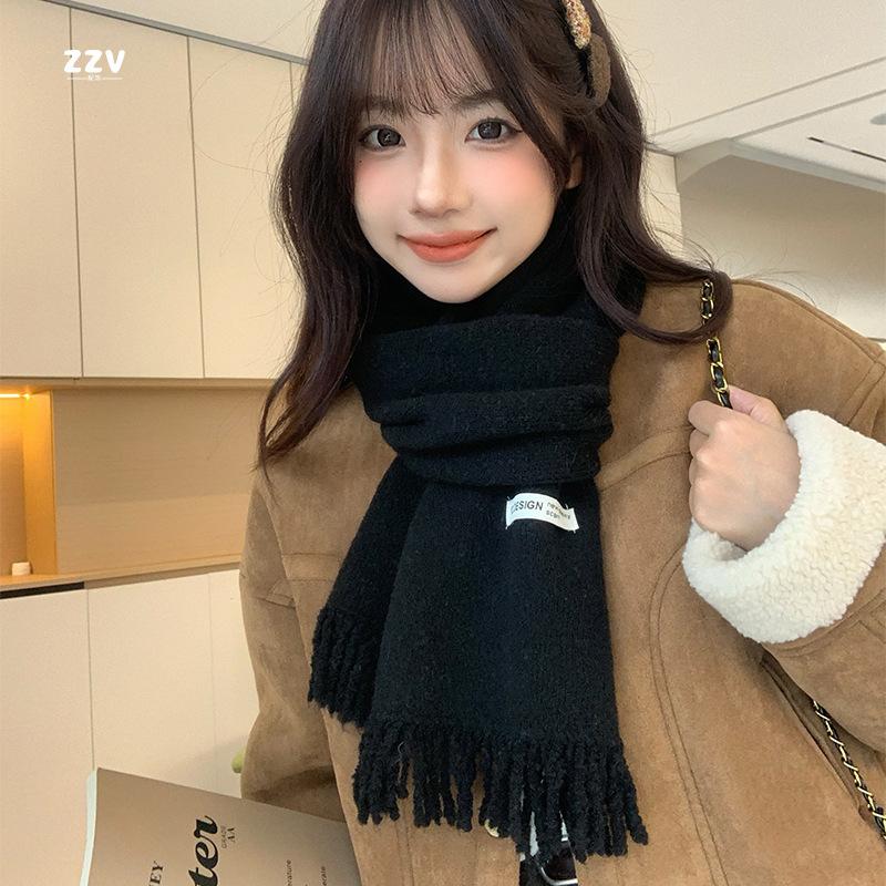 Scarf Women's New High End Warm and Thickened Soft Knitted Scarf Winter Ancora Red Student Versatile