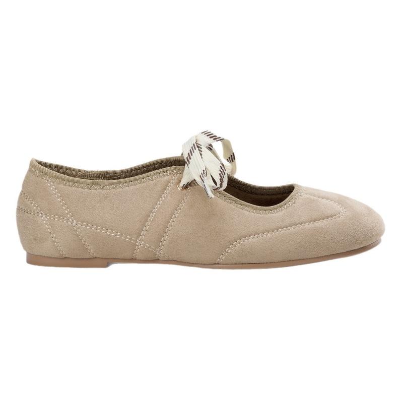 Fashion 2025 Luxury Designer Lace-up Ballet Flats Mary Jane Fashion Suede Round Toe Casual Women Shoes Outside Soft Soled Loafers Flats