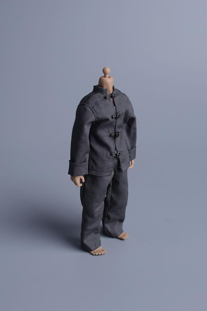 112 Scale MaleFemale Unisex Articulated Action Figure Costume: Tang Dynasty Suit, 6-inch Tunic Suit, Kung Fu Suit, Chinese Suit, Gray (Body, Head,