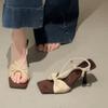 Fashion Retro High Heel Sandals Women Summer New Square Toe Open Toe with Skirt Versatile Temperament Open Toe Stiletto Heels