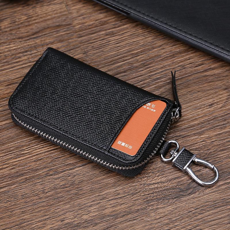 Car Key Bag Door Entry Card Key Leather Case Zipper Car Door Key Protective Case