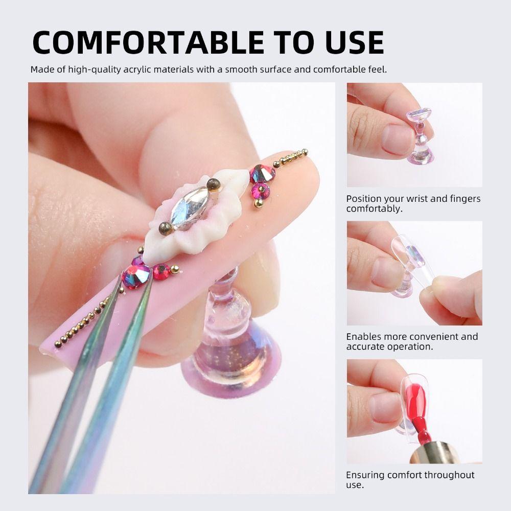 Crystal Flower Shape Nail Tip Practice Stand Shiny Nail Art Display Kit  DIY Practice