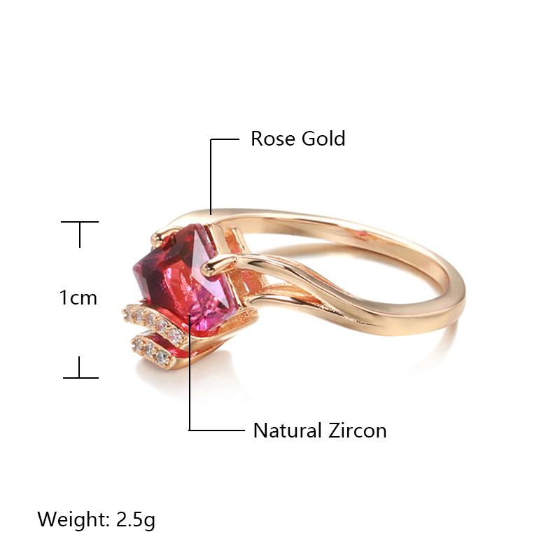 Kinel Red Zircon Vintage Rings For Women Rose Gold Color Fine Jewelry