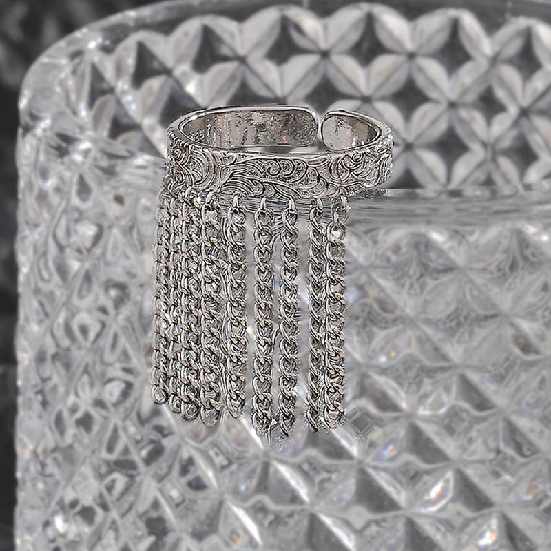 

Foxanry кольцо с кисточкой для женщин, модные минималистичные креативные свадебные украшения для невесты, аксессуары, подарки 17mm серебряный